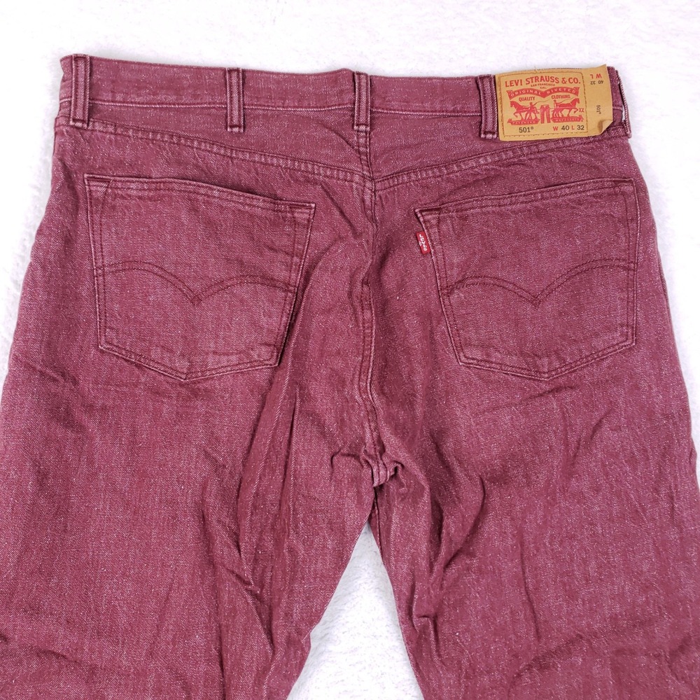 Levi's 501 White Oak Cone Denim Mens 40x32 Red Jeans Button Fly Heritage - Picture 13 of 14